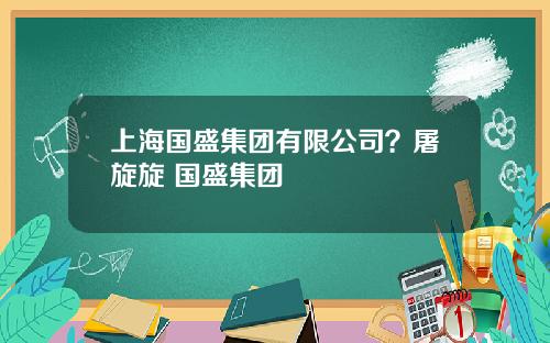 上海国盛集团有限公司？屠旋旋 国盛集团