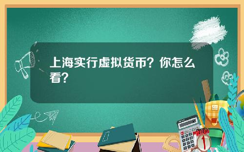 上海实行虚拟货币？你怎么看？