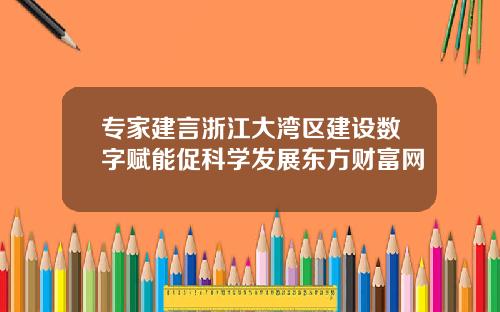 专家建言浙江大湾区建设数字赋能促科学发展东方财富网