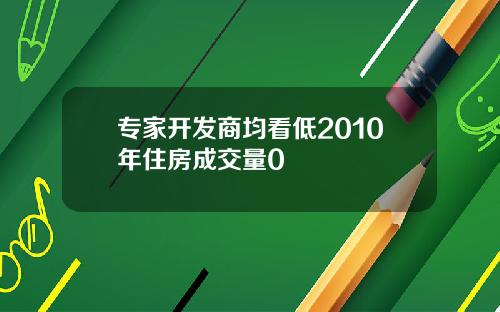 专家开发商均看低2010年住房成交量0