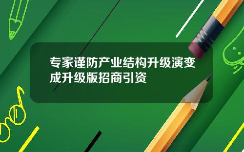 专家谨防产业结构升级演变成升级版招商引资