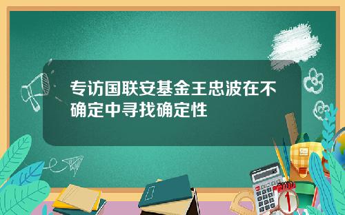 专访国联安基金王忠波在不确定中寻找确定性