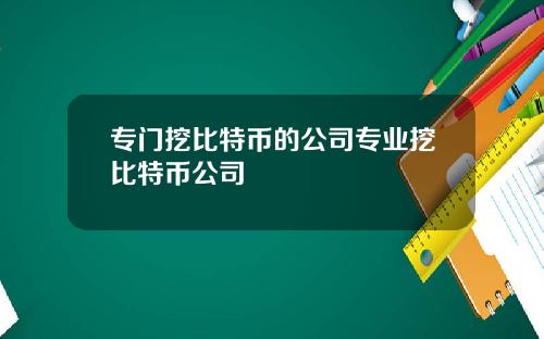 专门挖比特币的公司专业挖比特币公司