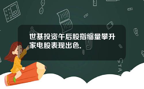 世基投资午后股指缩量攀升家电股表现出色.