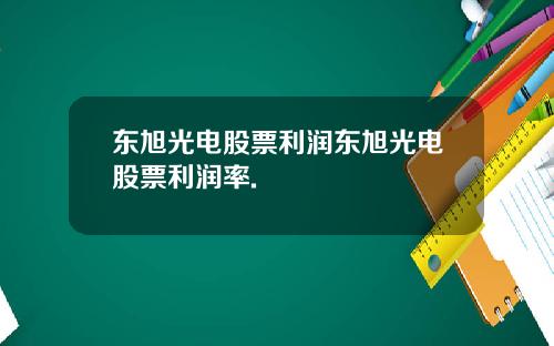 东旭光电股票利润东旭光电股票利润率.