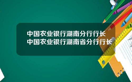 中国农业银行湖南分行行长中国农业银行湖南省分行行长