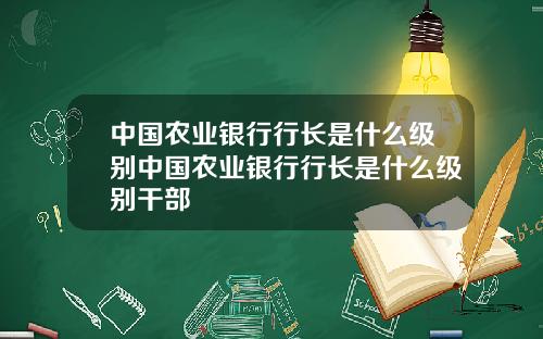 中国农业银行行长是什么级别中国农业银行行长是什么级别干部