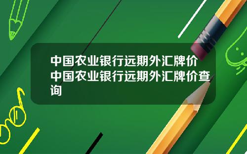 中国农业银行远期外汇牌价中国农业银行远期外汇牌价查询