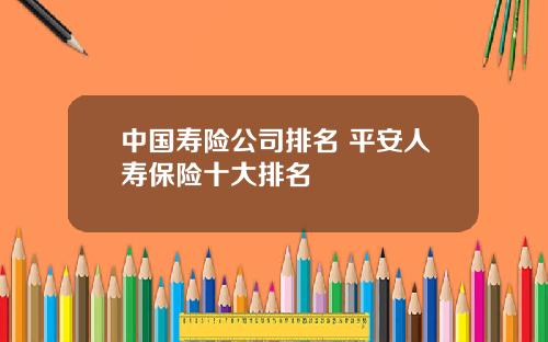 中国寿险公司排名 平安人寿保险十大排名