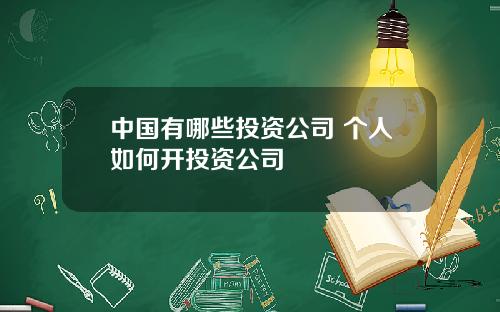 中国有哪些投资公司 个人如何开投资公司