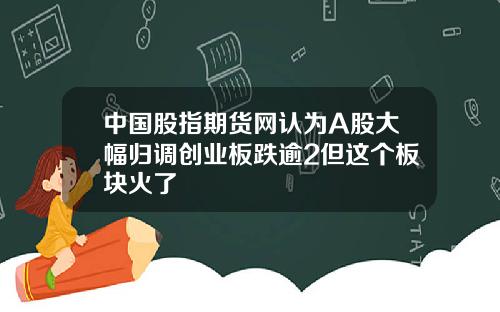 中国股指期货网认为A股大幅归调创业板跌逾2但这个板块火了