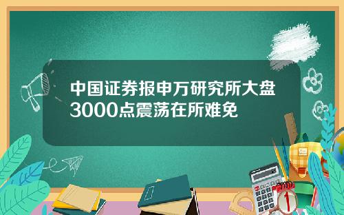 中国证券报申万研究所大盘3000点震荡在所难免