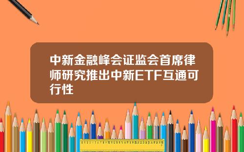 中新金融峰会证监会首席律师研究推出中新ETF互通可行性