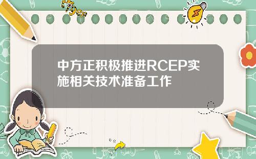 中方正积极推进RCEP实施相关技术准备工作