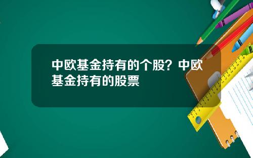 中欧基金持有的个股？中欧基金持有的股票