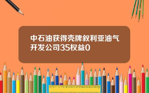 中石油获得壳牌叙利亚油气开发公司35权益0