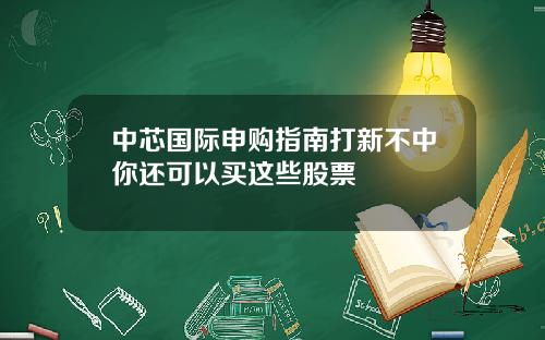 中芯国际申购指南打新不中你还可以买这些股票