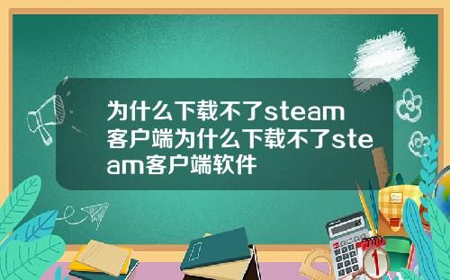 为什么下载不了steam客户端为什么下载不了steam客户端软件