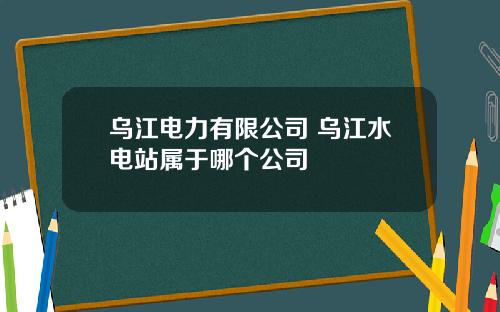 乌江电力有限公司 乌江水电站属于哪个公司