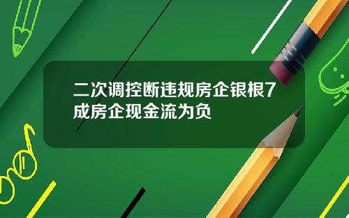 二次调控断违规房企银根7成房企现金流为负