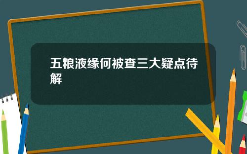 五粮液缘何被查三大疑点待解