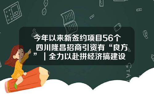 今年以来新签约项目56个 四川隆昌招商引资有“良方”｜全力以赴拼经济搞建设