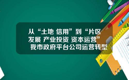 从“土地+信用”到“片区发展+产业投资+资本运营” 我市政府平台公司运营转型