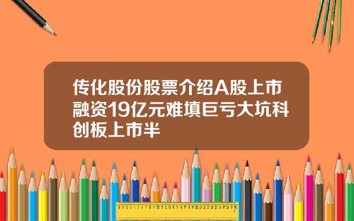 传化股份股票介绍A股上市融资19亿元难填巨亏大坑科创板上市半