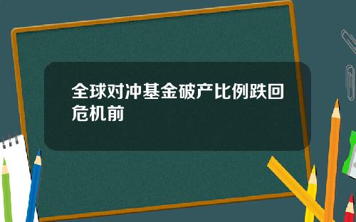 全球对冲基金破产比例跌回危机前