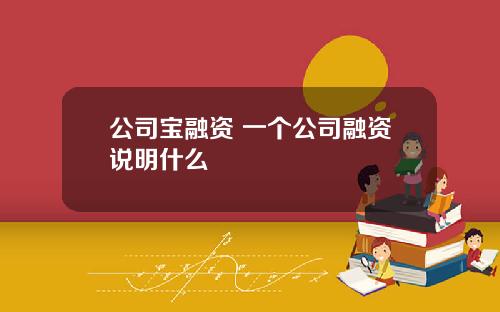 公司宝融资 一个公司融资说明什么