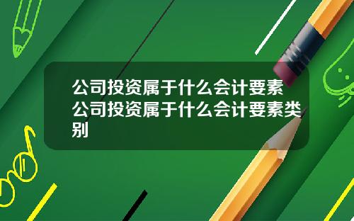 公司投资属于什么会计要素公司投资属于什么会计要素类别