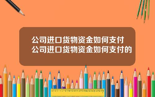 公司进口货物资金如何支付公司进口货物资金如何支付的