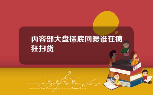 内容部大盘探底回暖谁在疯狂扫货