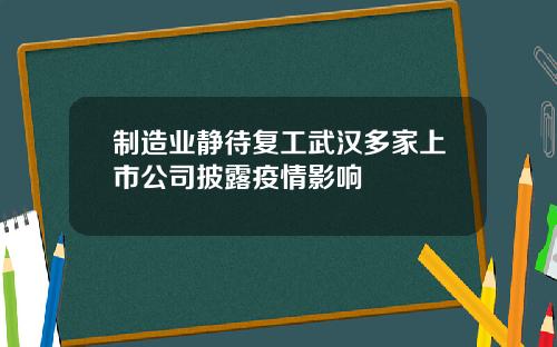 制造业静待复工武汉多家上市公司披露疫情影响