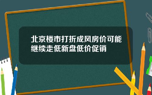 北京楼市打折成风房价可能继续走低新盘低价促销