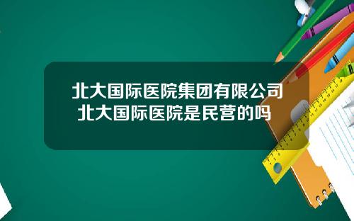 北大国际医院集团有限公司 北大国际医院是民营的吗