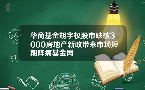 华商基金胡宇权股市跌破3000房地产新政带来市场短期阵痛基金网