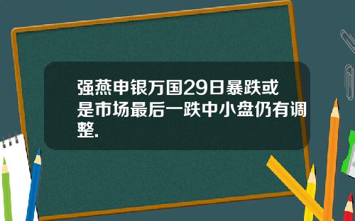 强燕申银万国29日暴跌或是市场最后一跌中小盘仍有调整.