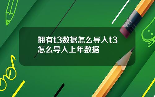 拥有t3数据怎么导入t3怎么导入上年数据