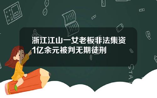 浙江江山一女老板非法集资1亿余元被判无期徒刑