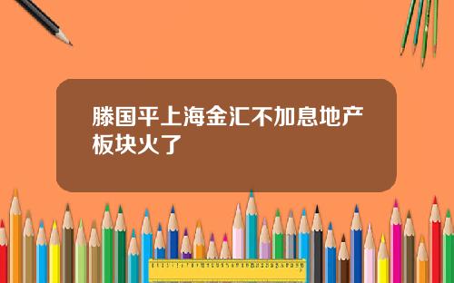 滕国平上海金汇不加息地产板块火了