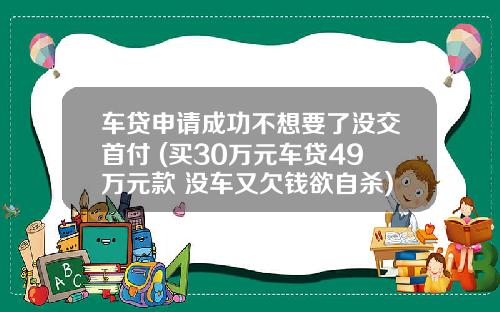 车贷申请成功不想要了没交首付 (买30万元车贷49万元款 没车又欠钱欲自杀)