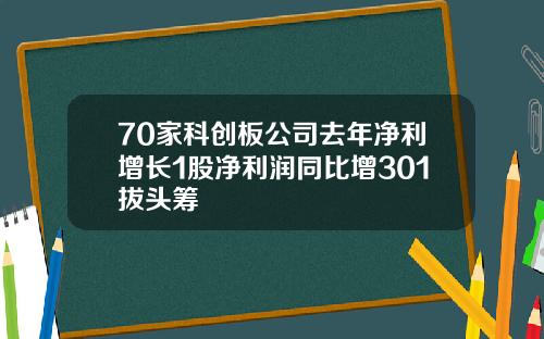 70家科创板公司去年净利增长1股净利润同比增301拔头筹