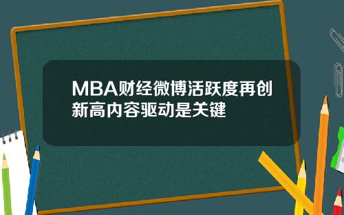 MBA财经微博活跃度再创新高内容驱动是关键