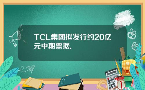 TCL集团拟发行约20亿元中期票据.