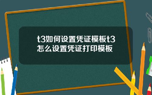 t3如何设置凭证模板t3怎么设置凭证打印模板