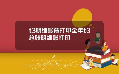 t3明细账薄打印全年t3总账明细账打印