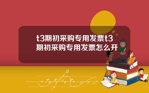 t3期初采购专用发票t3期初采购专用发票怎么开