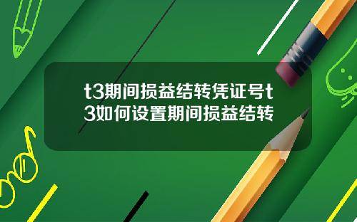 t3期间损益结转凭证号t3如何设置期间损益结转