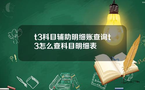 t3科目辅助明细账查询t3怎么查科目明细表